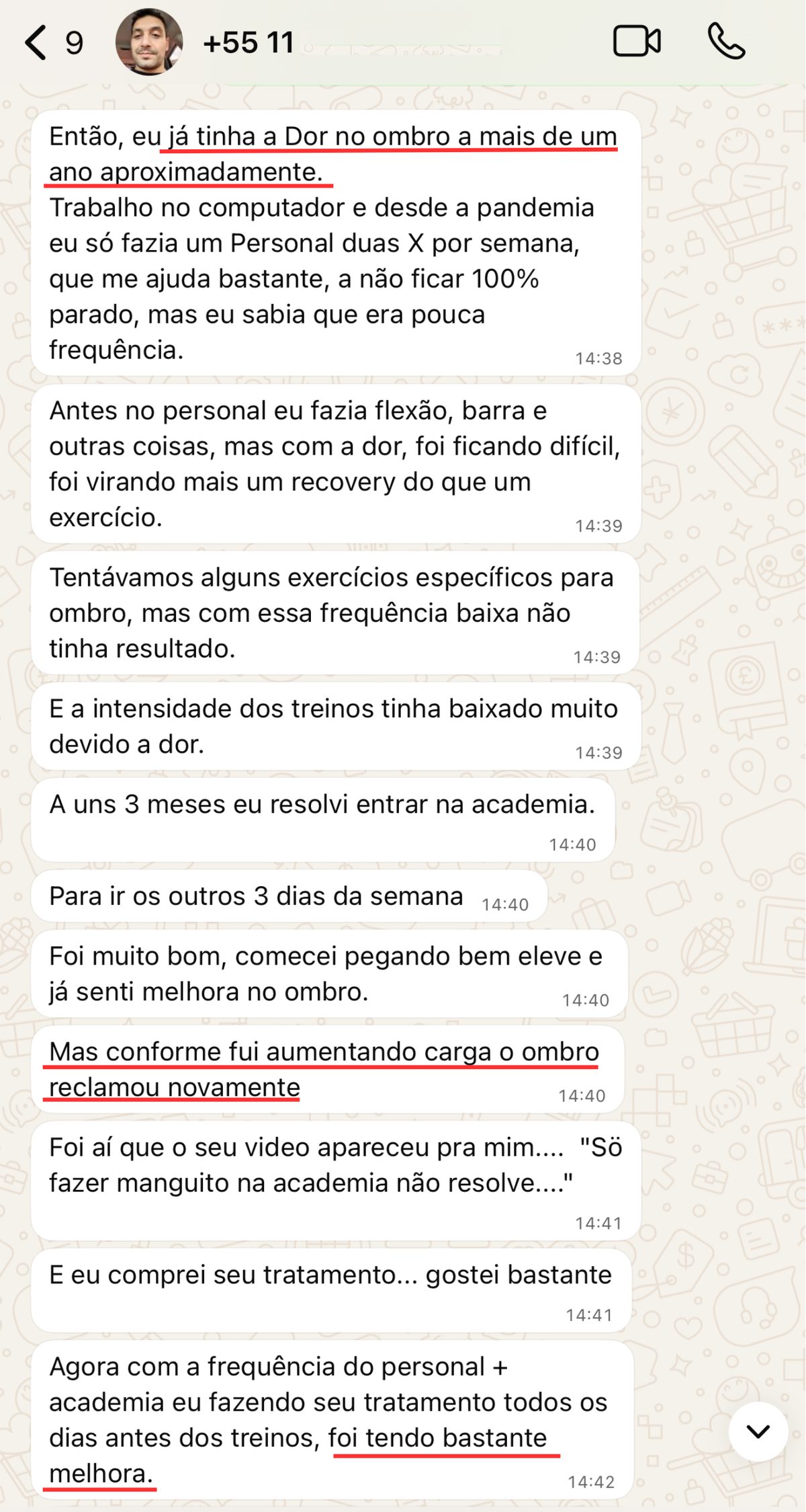 Print de mensagem real de aluno do protocolo