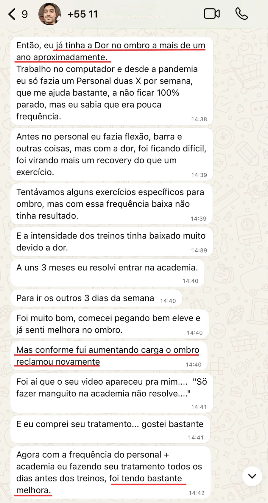 Print de mensagem real de aluno do protocolo