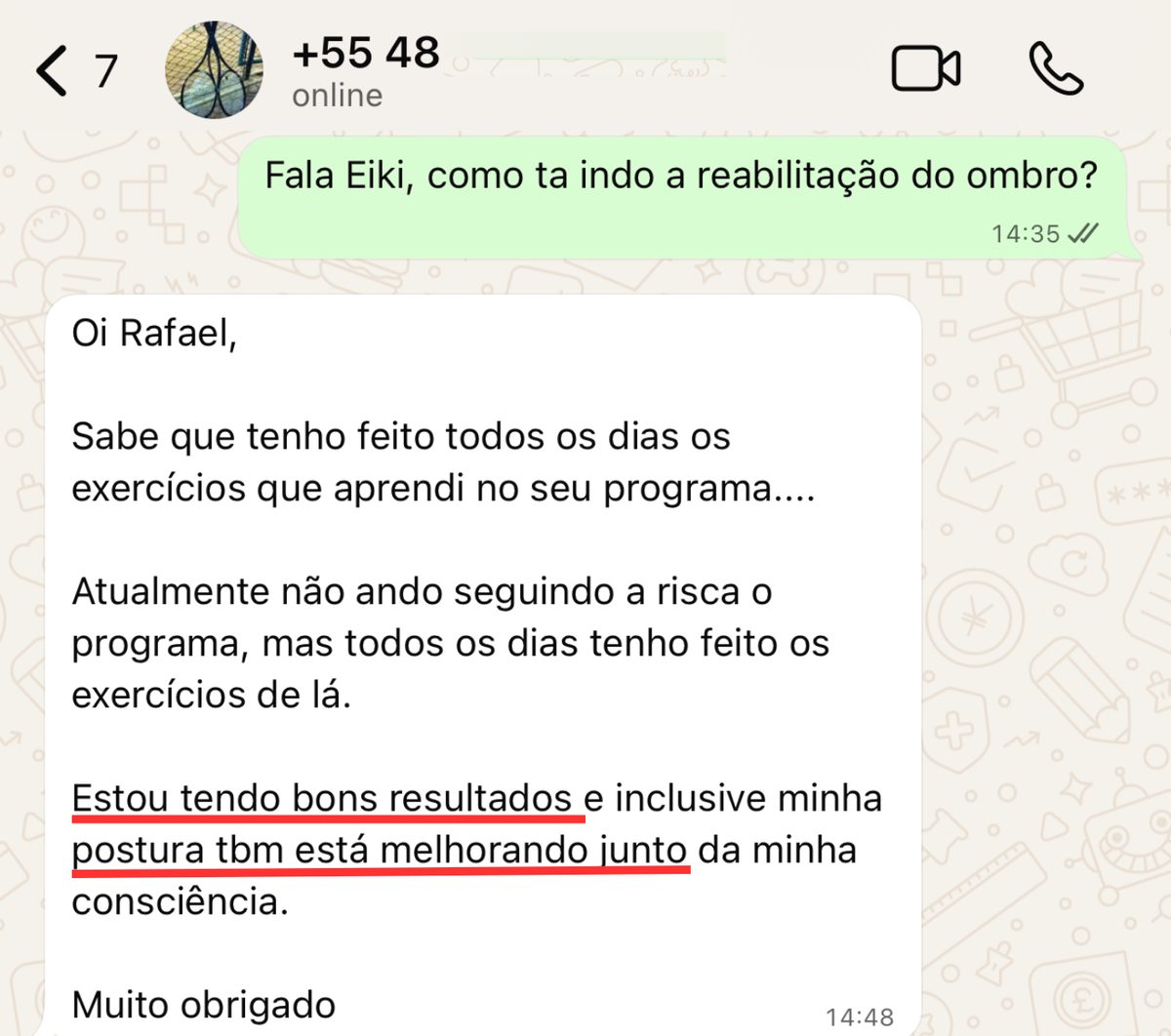 Print de mensagem real de aluno do protocolo