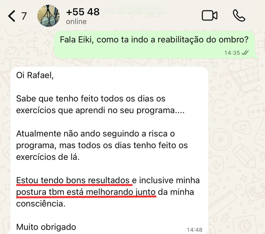 Print de mensagem real de aluno do protocolo